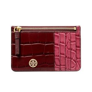 Tory Burch Robinson Color Blocked Embossed Leather Card Case (pre-owned)